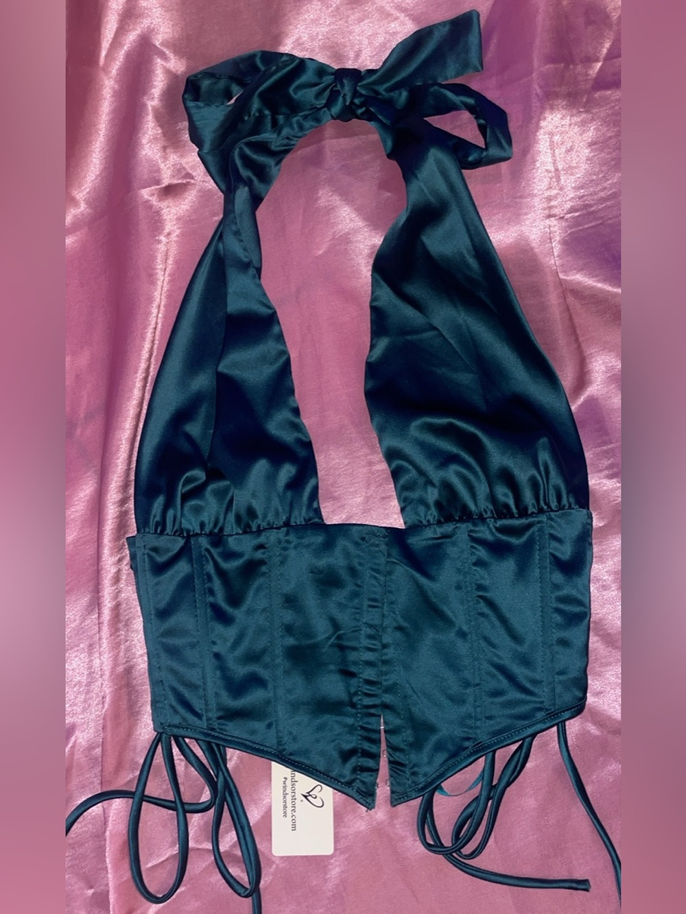 NWT Windsor Teal Satin Halter Top 🖤 - Picture 1 of 1